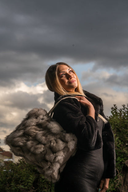 Fur bags, fur shoulder bag , white fur bag