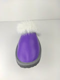 Fur Slippers for Women Purple, Genuine Leather, Sheepskin