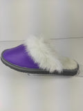 Fur Slippers for Women Purple, Genuine Leather, Sheepskin
