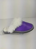 Fur Slippers for Women Purple, Genuine Leather, Sheepskin