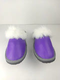 Fur Slippers for Women Purple, Genuine Leather, Sheepskin