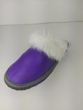 Fur Slippers for Women Purple, Genuine Leather, Sheepskin