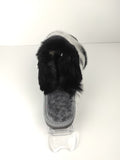 Black White Natural Rabbit Fur & Sheepskin Slippers