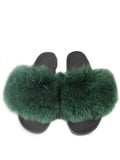 Fur slides, fur slippers, fox fur slides, fluffy slides
