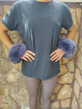 Purple Fox Fur Cuffs