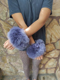 Purple Fox Fur Cuffs