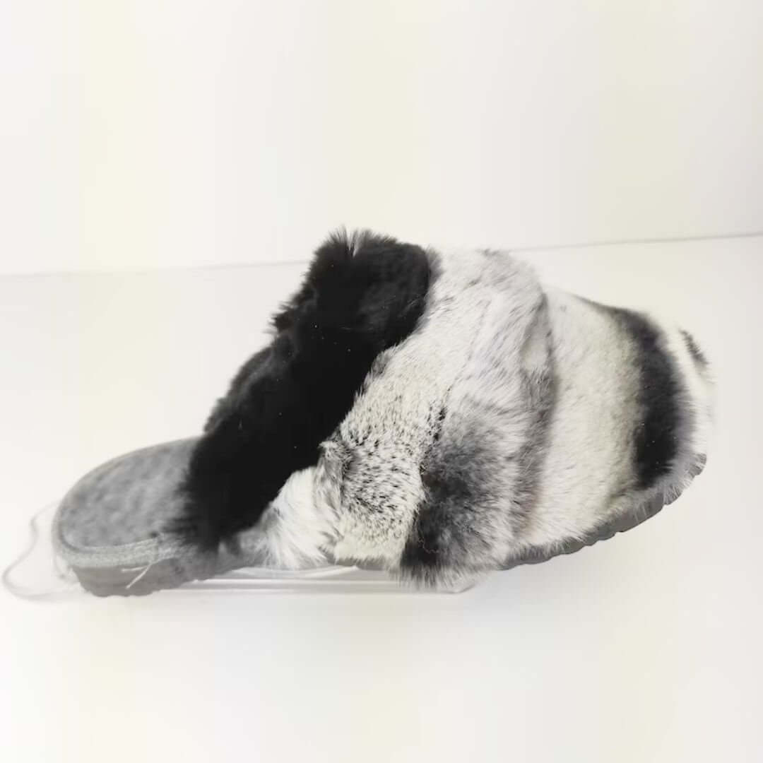 Sheepskin Wool Rabbit Fur Slippers Chinchilla Rex with luxurious rex rabbit fur and sheepskin wool.