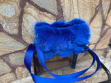 Real Blue Fox Fur Bag • Luxury Genuine Fur Shoulder Bag • Gift for her • Vintage Fur Accessorie
