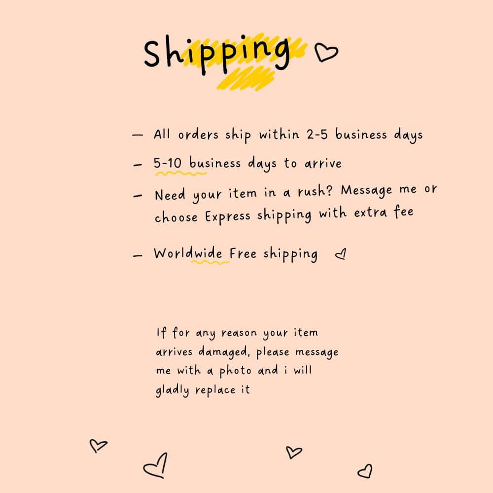 General shipping information outline including worldwide free shipping and order processing times.